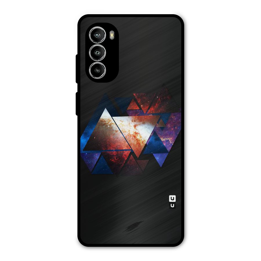 Fire Galaxy Triangles Metal Back Case for Moto G52