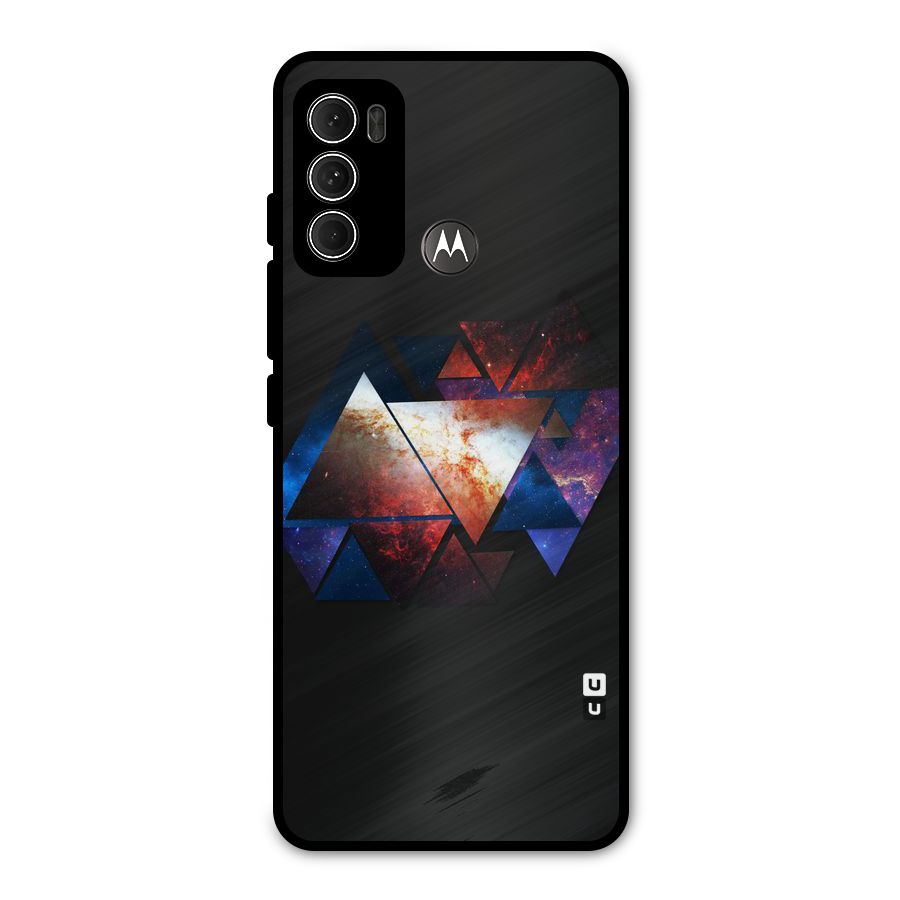 Fire Galaxy Triangles Metal Back Case for Moto G60