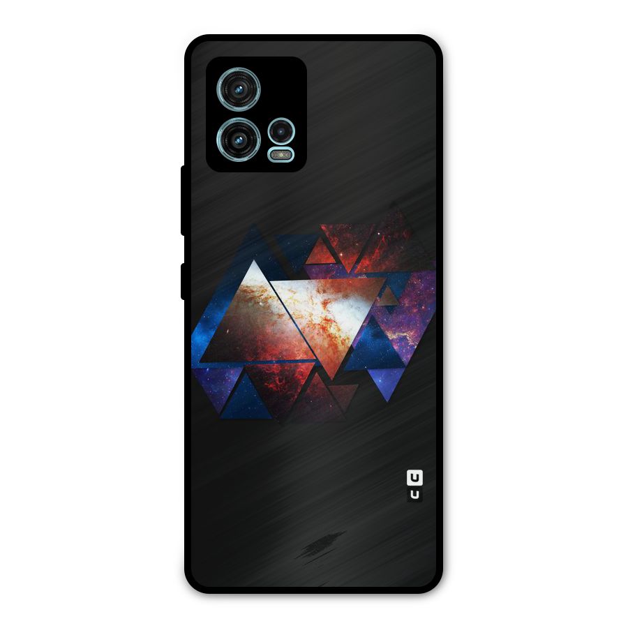 Fire Galaxy Triangles Metal Back Case for Moto G72