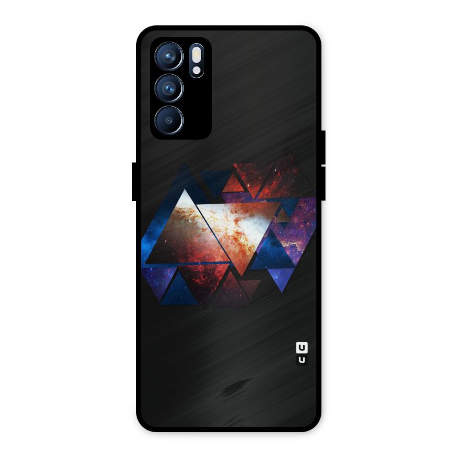 Fire Galaxy Triangles Metal Back Case for Oppo Reno6 5G