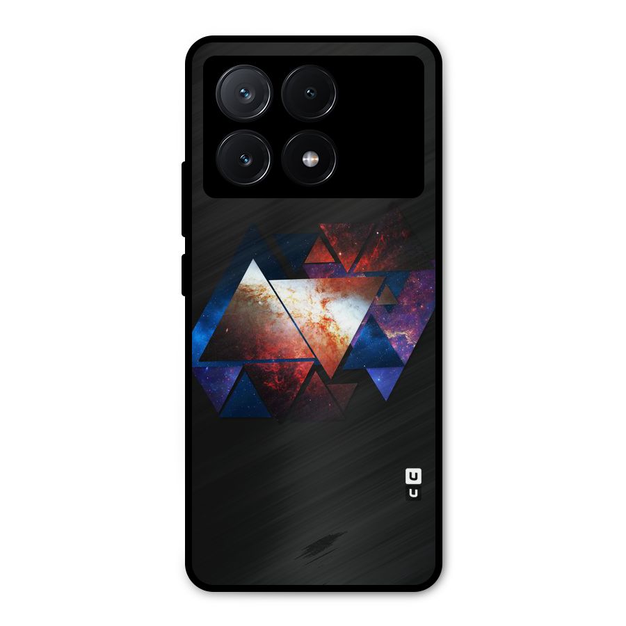 Fire Galaxy Triangles Metal Back Case for Poco X6 Pro