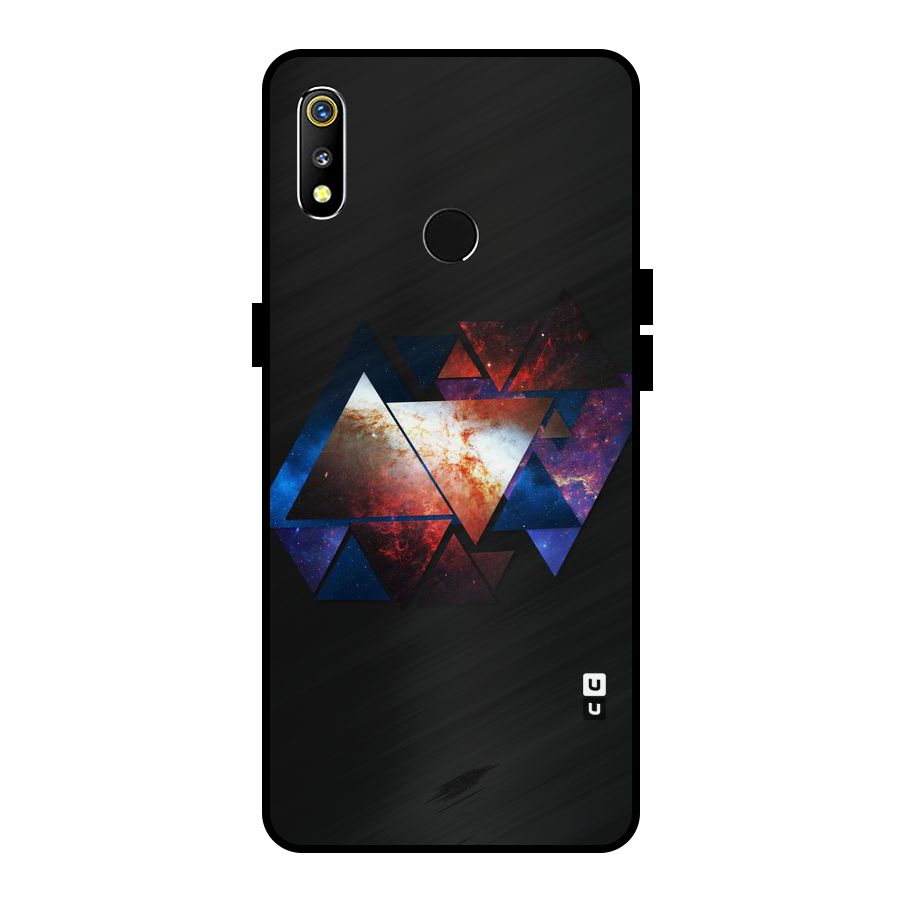 Fire Galaxy Triangles Metal Back Case for Realme 3i