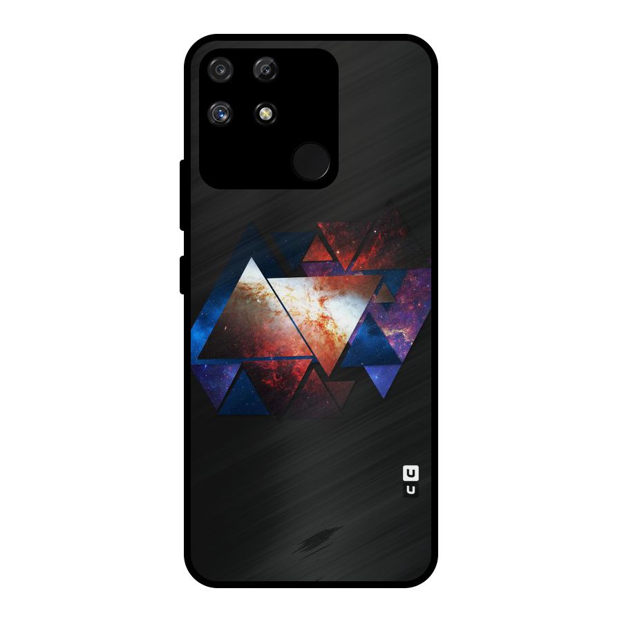 Fire Galaxy Triangles Metal Back Case for Realme Narzo 50A
