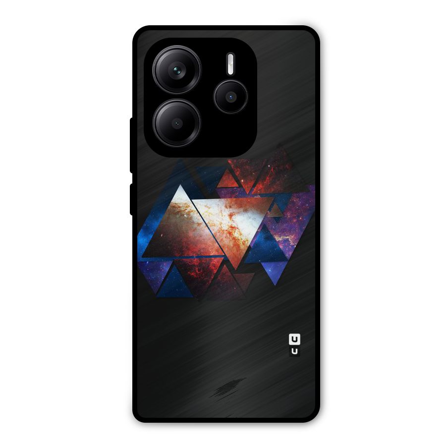 Fire Galaxy Triangles Metal Back Case for Redmi Note 14 5G