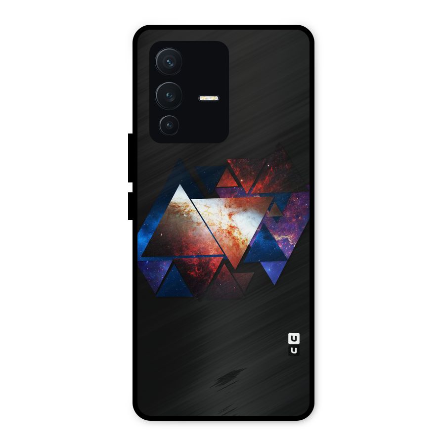 Fire Galaxy Triangles Metal Back Case for Vivo V23 5G