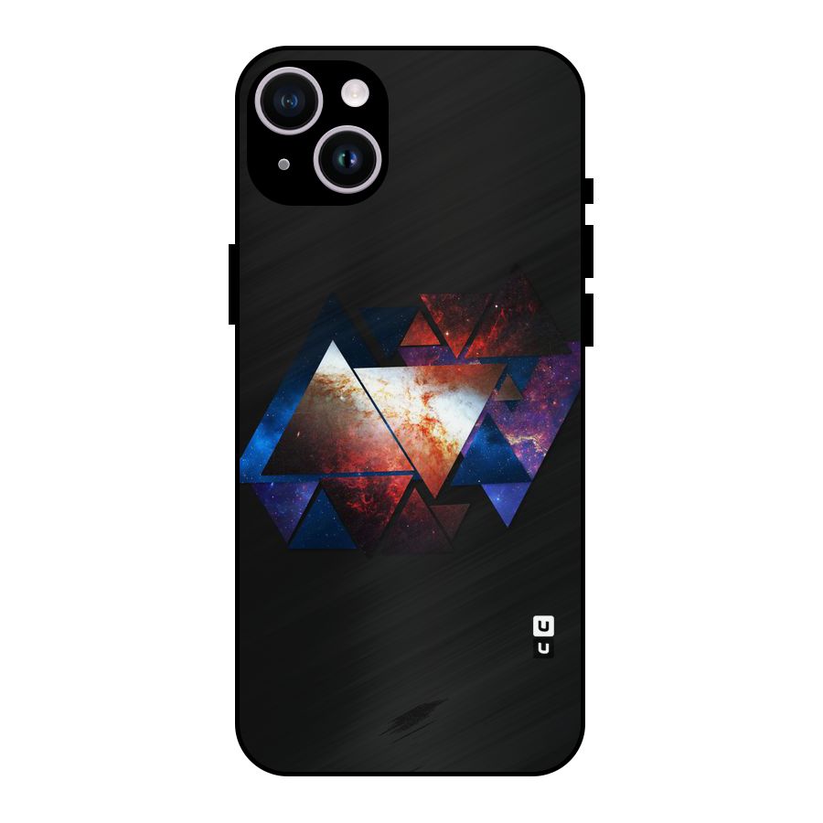 Fire Galaxy Triangles Metal Back Case for iPhone 14 Plus