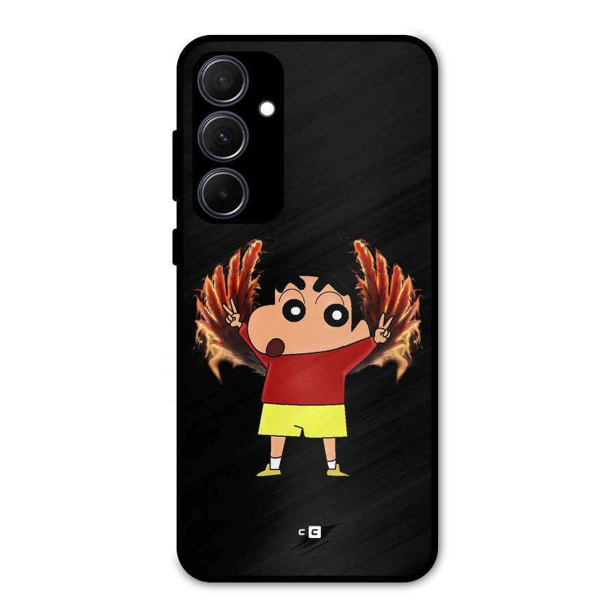 Fire Shinchan Metal Back Case for Galaxy A35