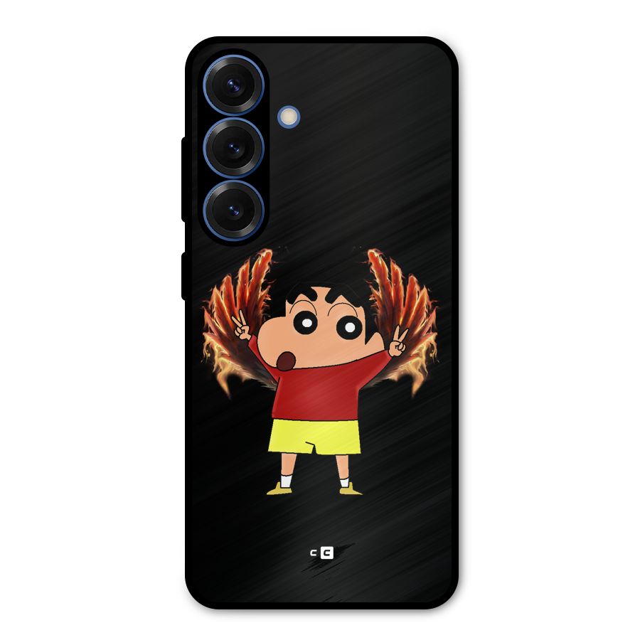 Fire Shinchan Metal Back Case for Galaxy S25