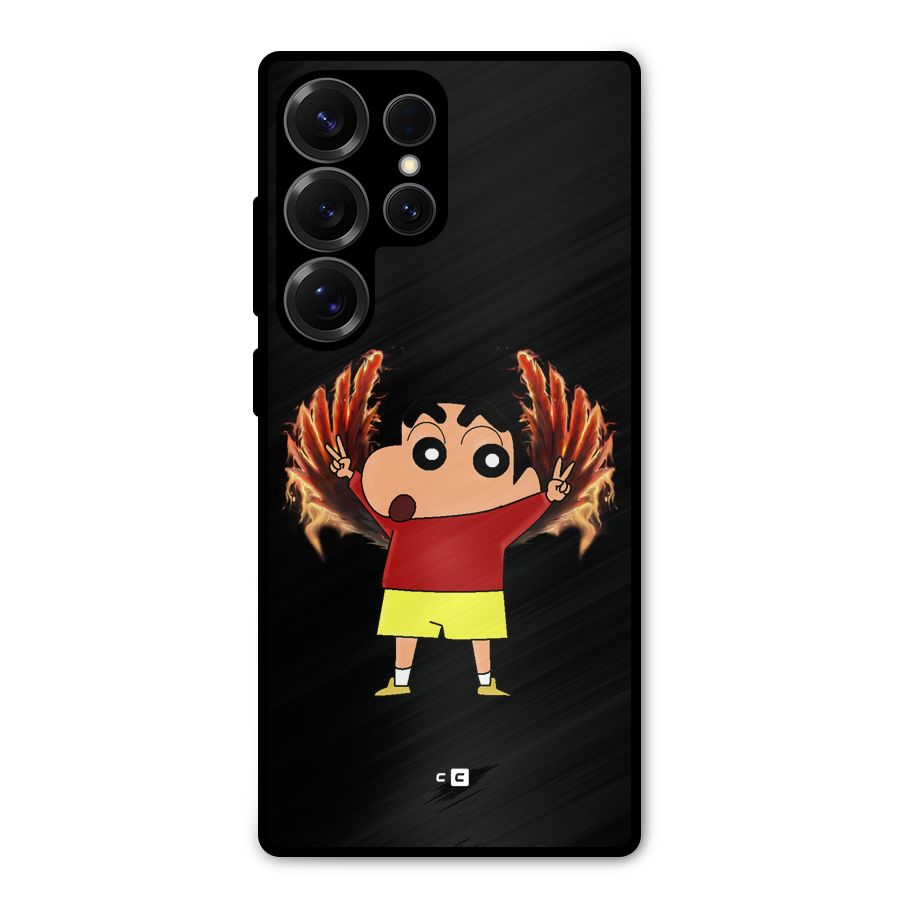 Fire Shinchan Metal Back Case for Galaxy S25 Ultra