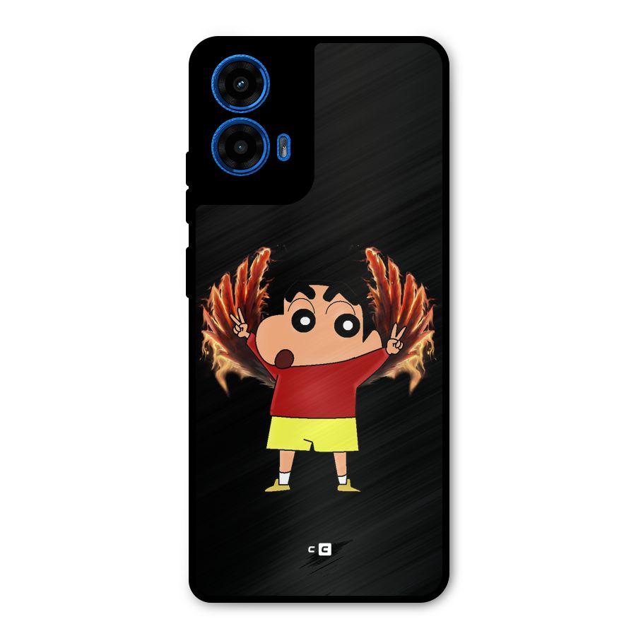 Fire Shinchan Metal Back Case for Moto G45