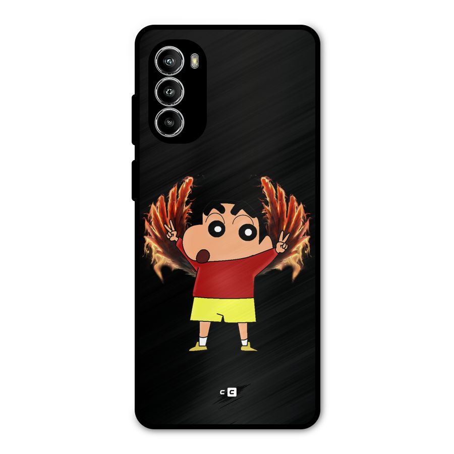 Fire Shinchan Metal Back Case for Moto G52