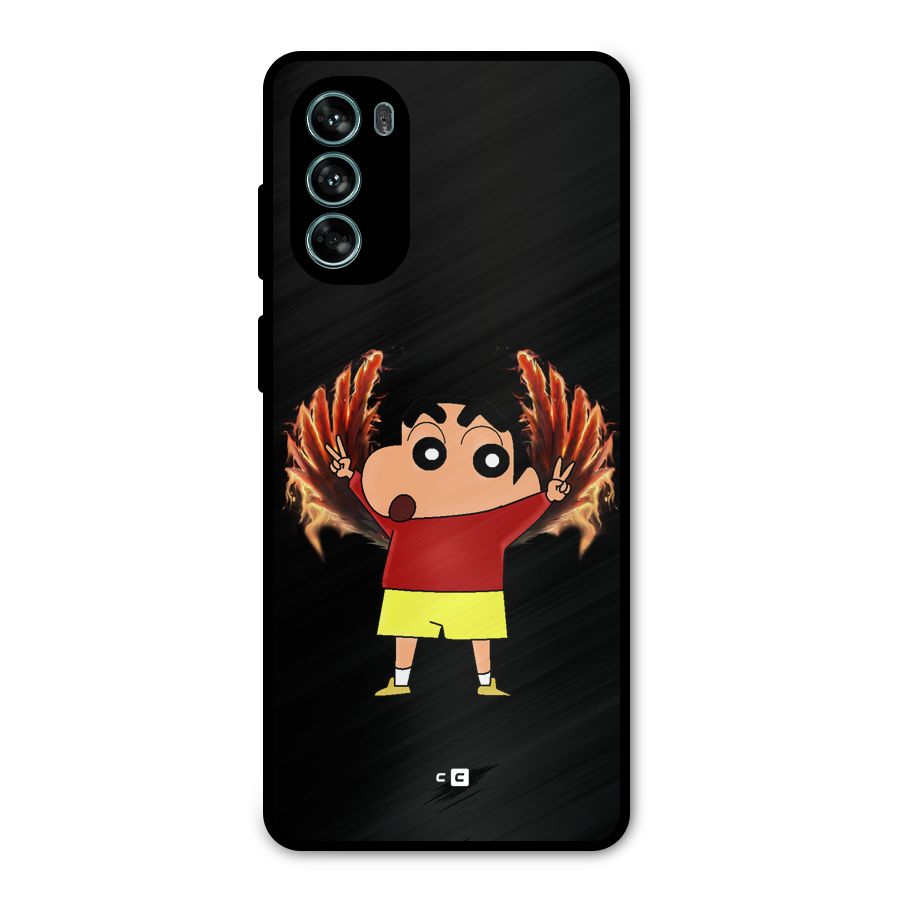 Fire Shinchan Metal Back Case for Moto G62