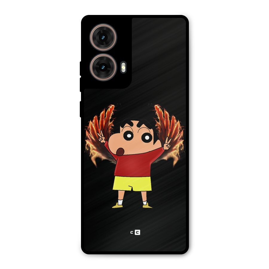 Fire Shinchan Metal Back Case for Moto G85