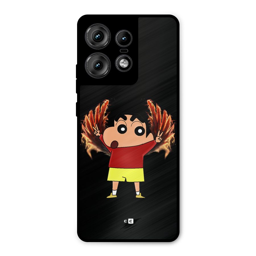Fire Shinchan Metal Back Case for Motorola Edge 50 Pro
