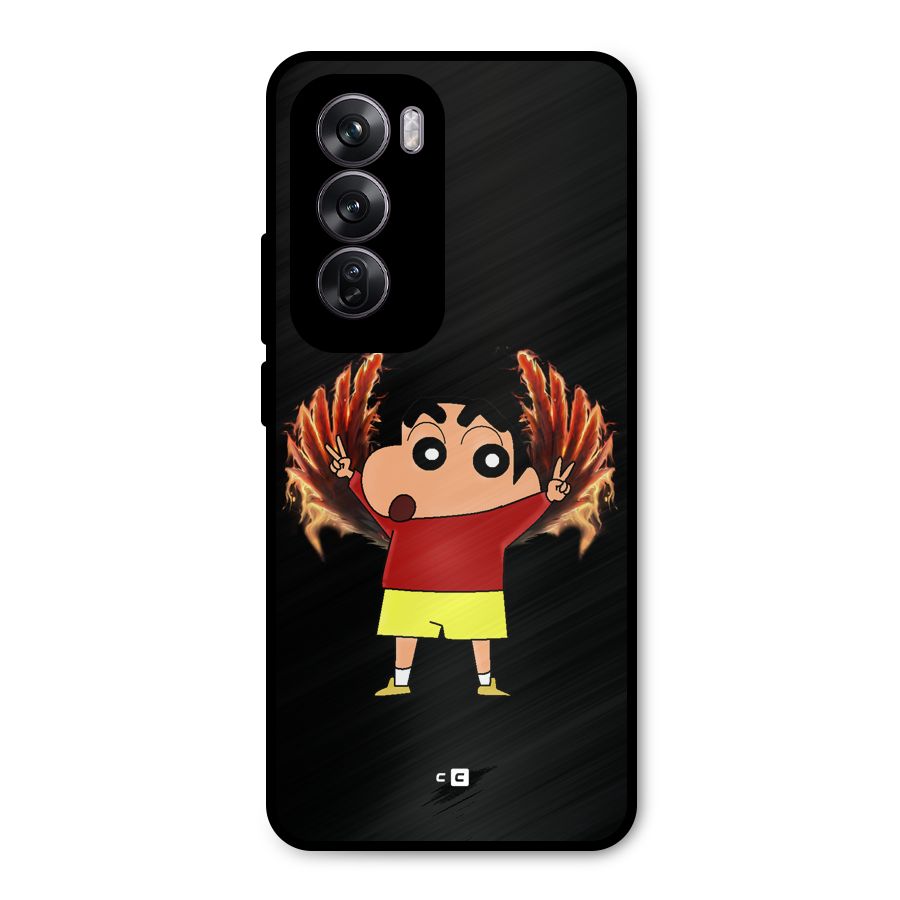 Fire Shinchan Metal Back Case for Oppo Reno12 Pro