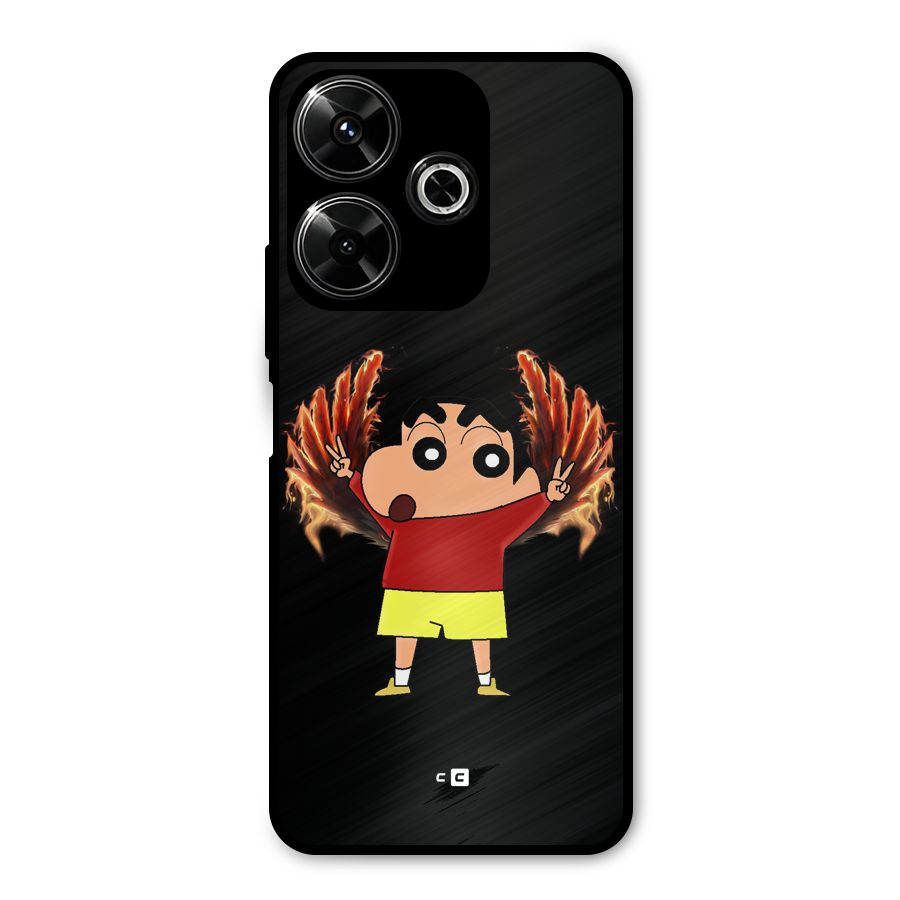 Fire Shinchan Metal Back Case for Poco M6 Plus