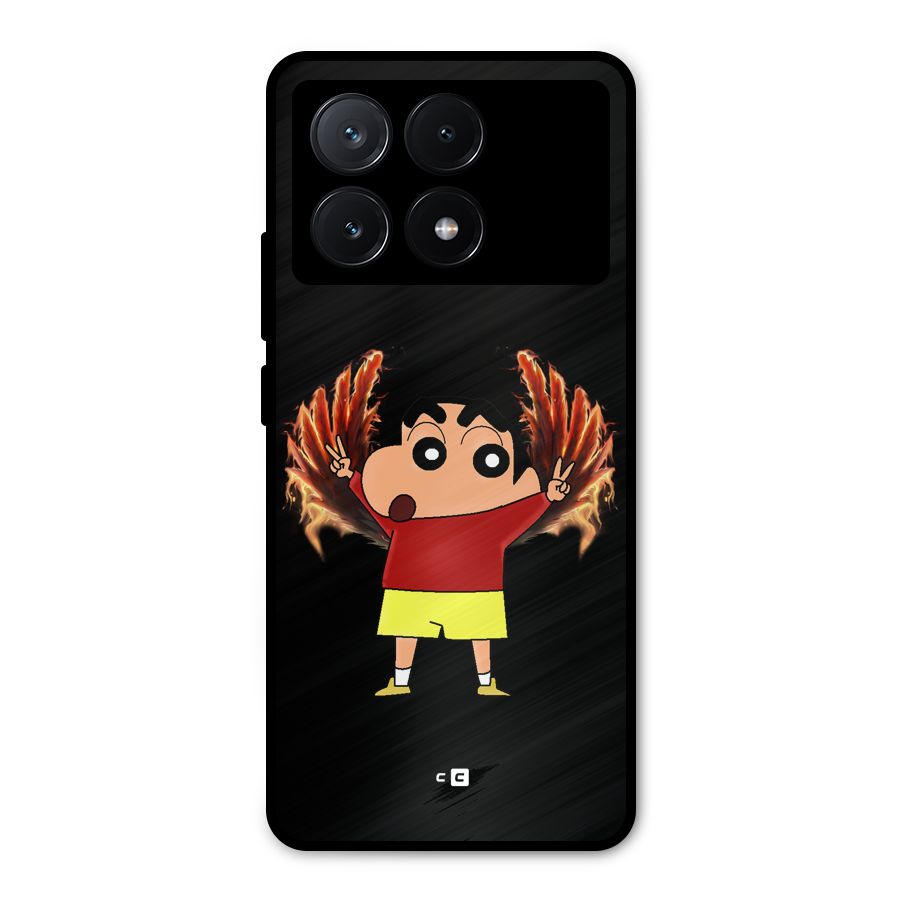 Fire Shinchan Metal Back Case for Poco X6 Pro