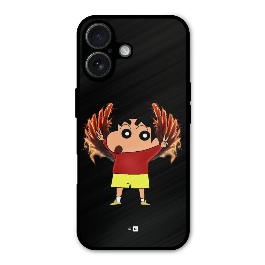 Fire Shinchan Metal Back Case for iPhone 16