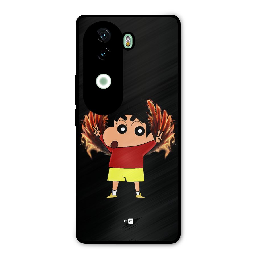 Fire Shinchan Metal Back Case for iQOO Z9s