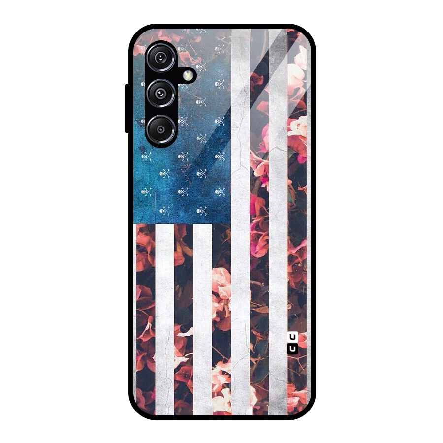 Flag Stripes Glass Back Case for Galaxy M34 5G