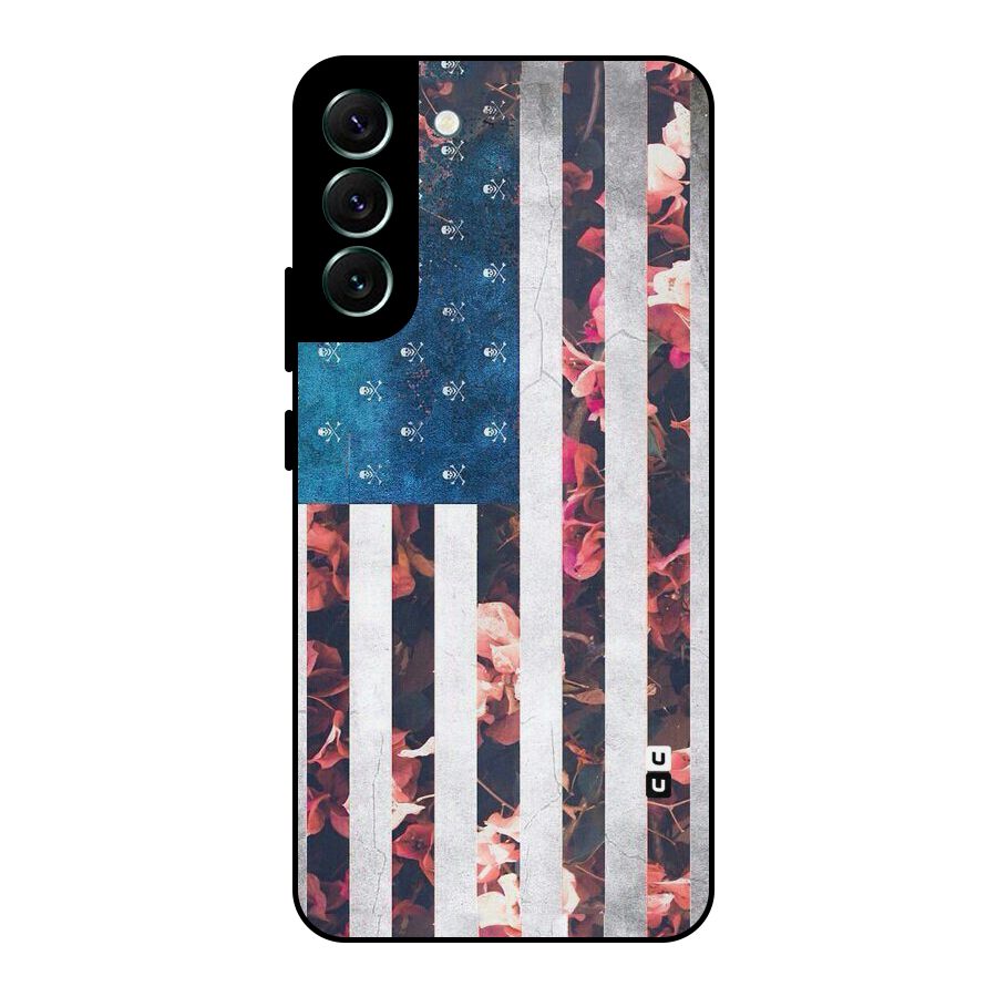 Flag Stripes Metal Back Case for Galaxy S22 Plus 5G