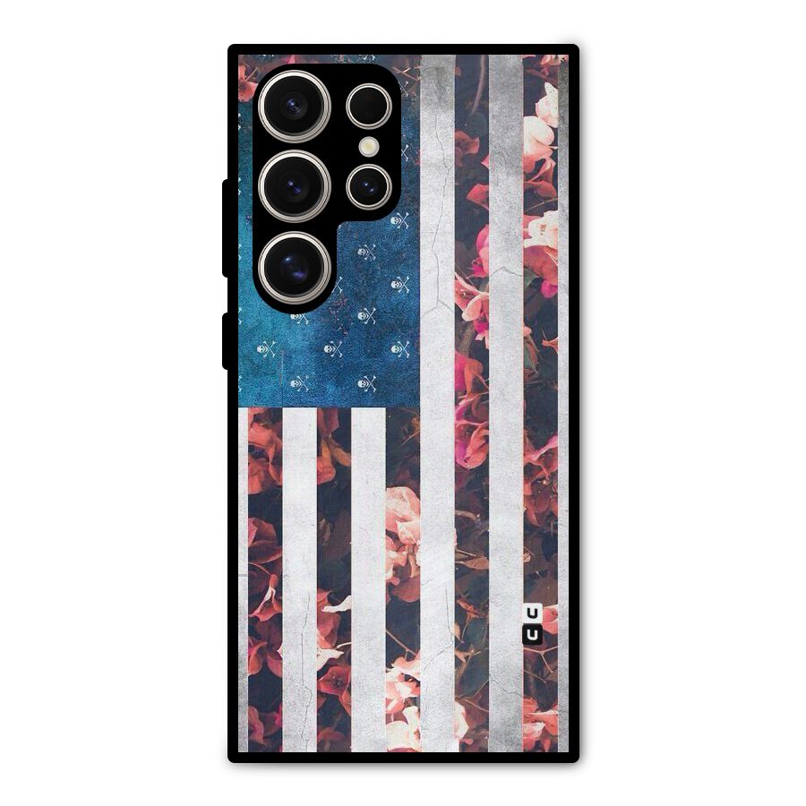 Flag Stripes Metal Back Case for Galaxy S24 Ultra