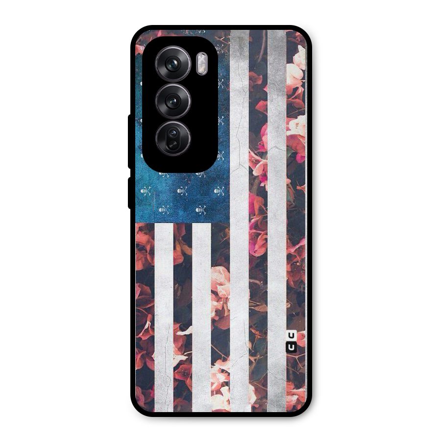 Flag Stripes Metal Back Case for Oppo Reno12 Pro
