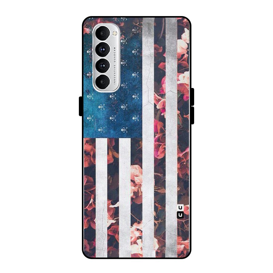 Flag Stripes Metal Back Case for Oppo Reno4 Pro