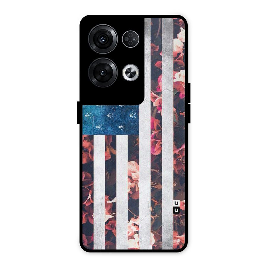 Flag Stripes Metal Back Case for Oppo Reno8 Pro 5G