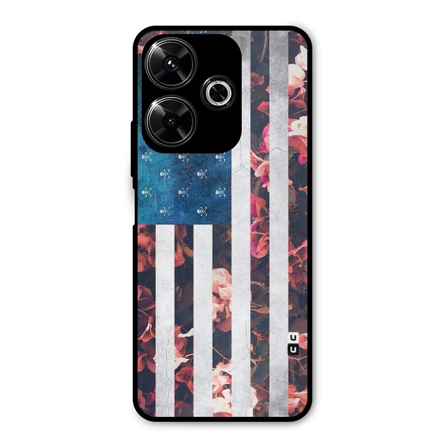 Flag Stripes Metal Back Case for Poco M6 Plus