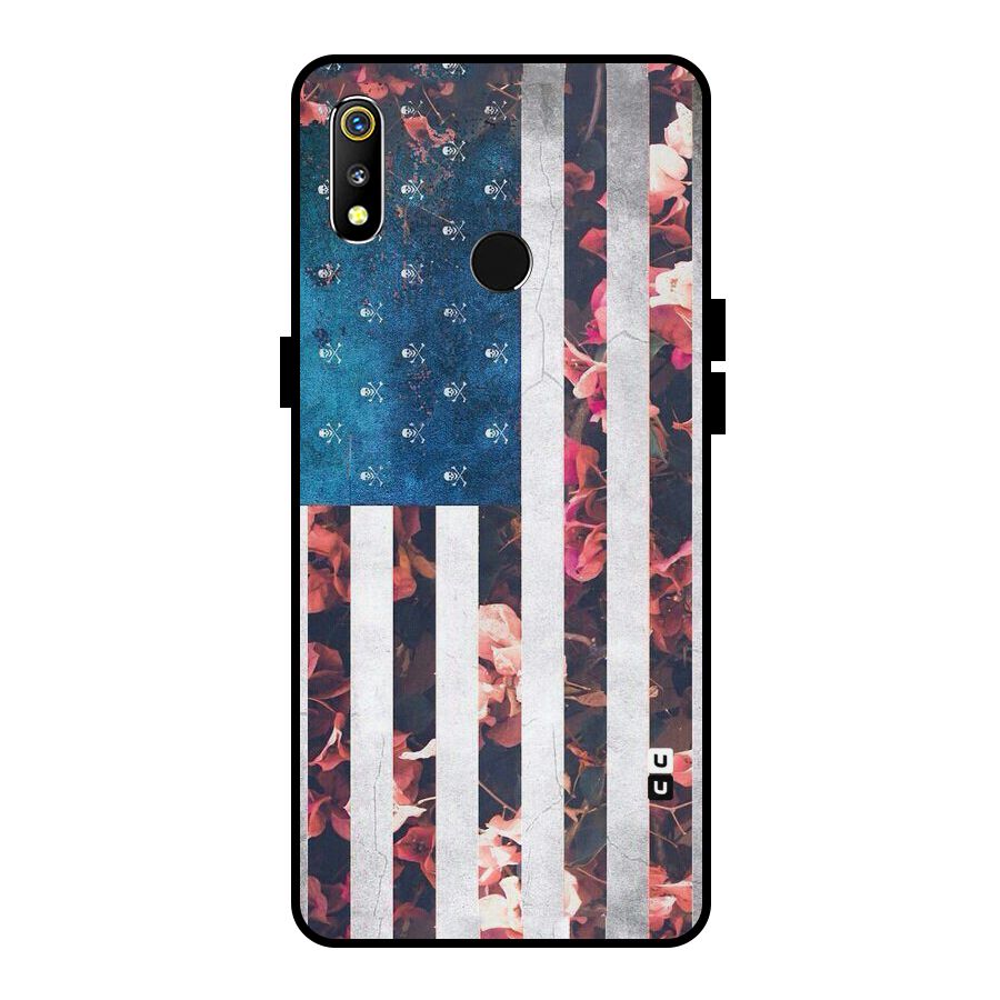 Flag Stripes Metal Back Case for Realme 3i