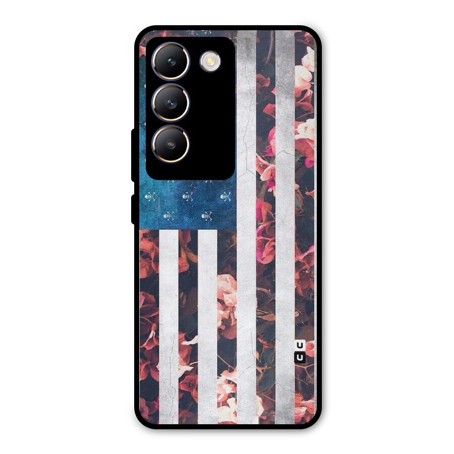 Flag Stripes Metal Back Case for Vivo T3 5G