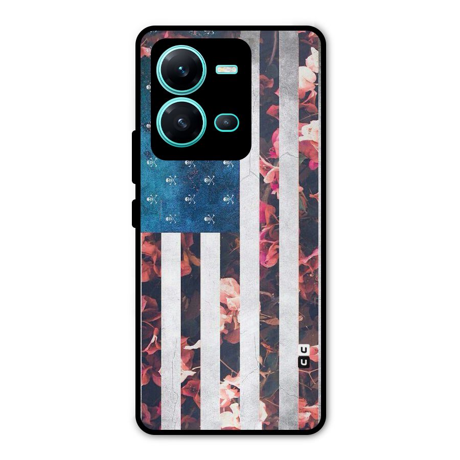 Flag Stripes Metal Back Case for Vivo V25