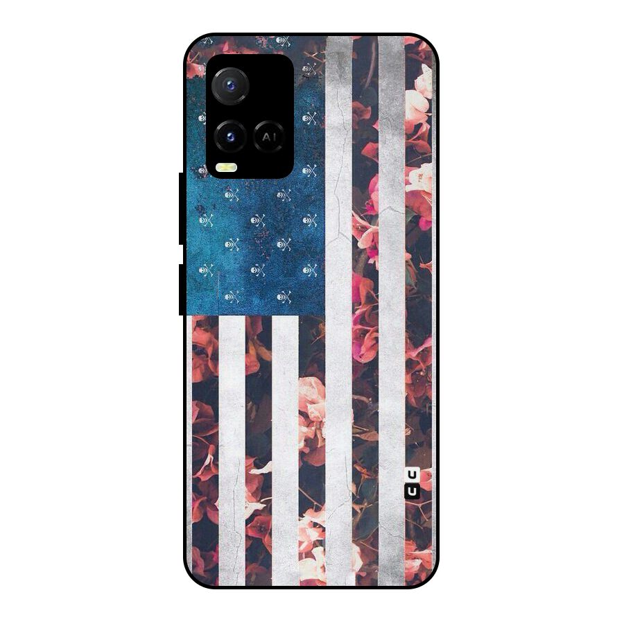Flag Stripes Metal Back Case for Vivo Y21 2021