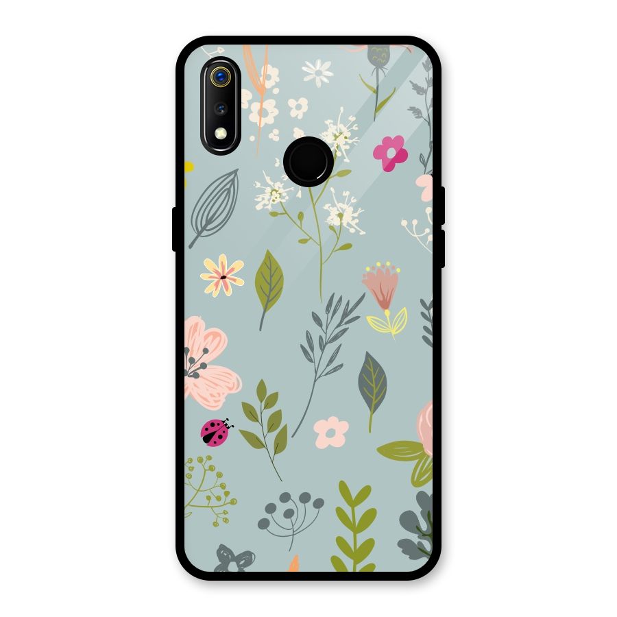 Flawless Flowers Glass Back Case for Realme 3i