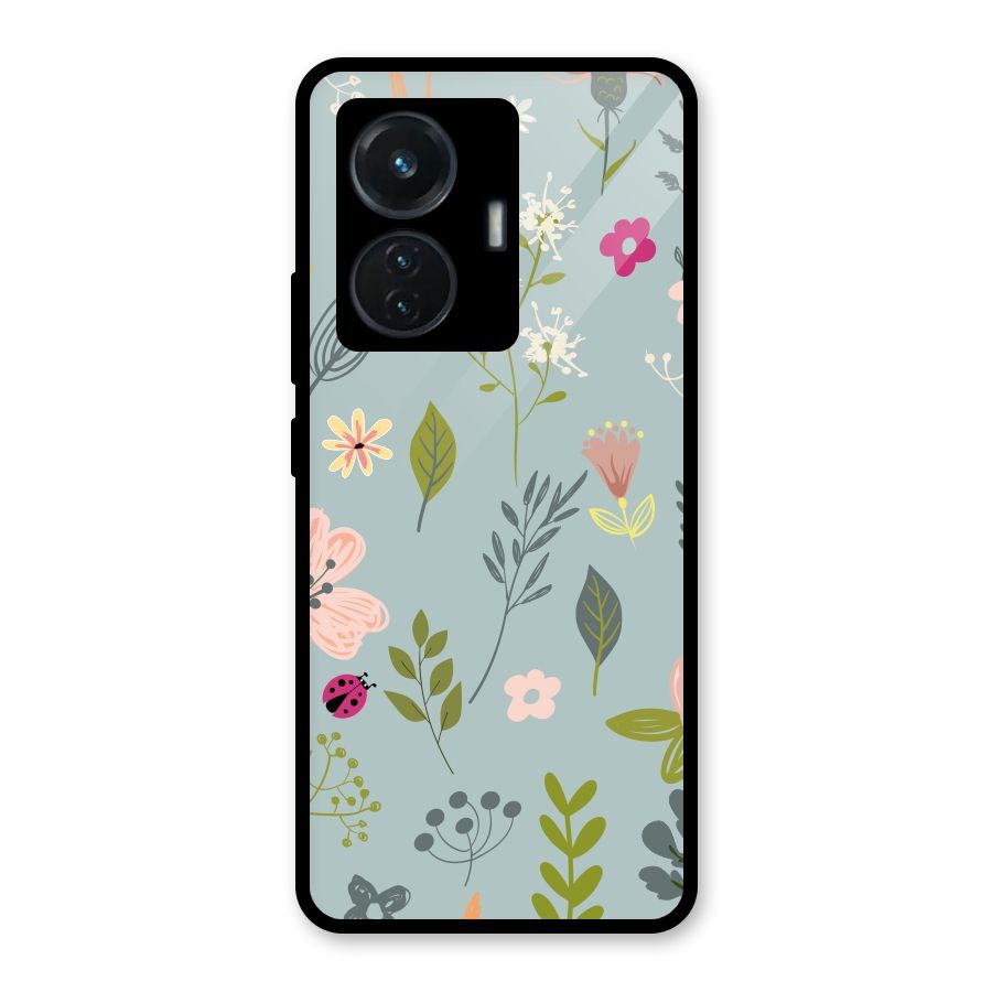 Flawless Flowers Glass Back Case for Vivo T1 44W