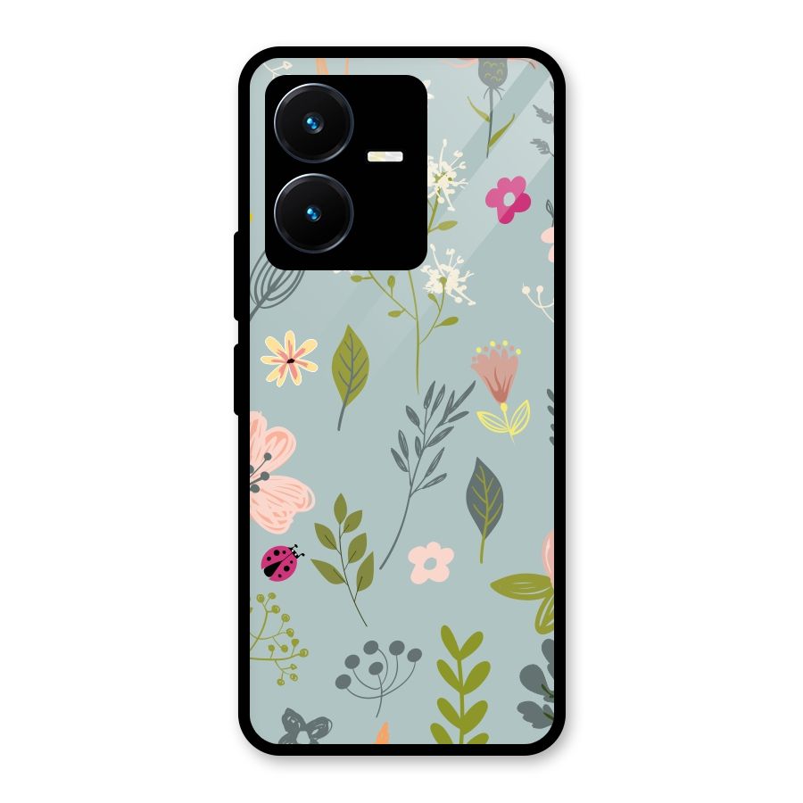 Flawless Flowers Glass Back Case for Vivo Y22s