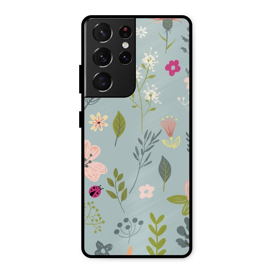 Flawless Flowers Metal Back Case for Galaxy S21 Ultra 5G