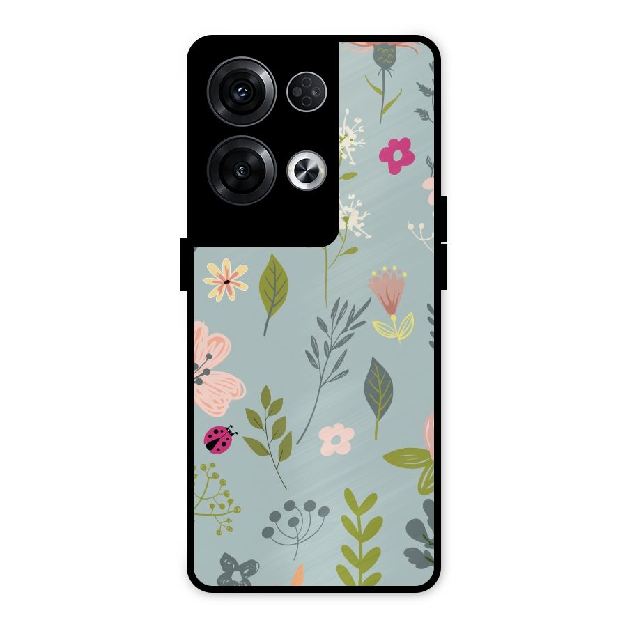 Flawless Flowers Metal Back Case for Oppo Reno8 Pro 5G
