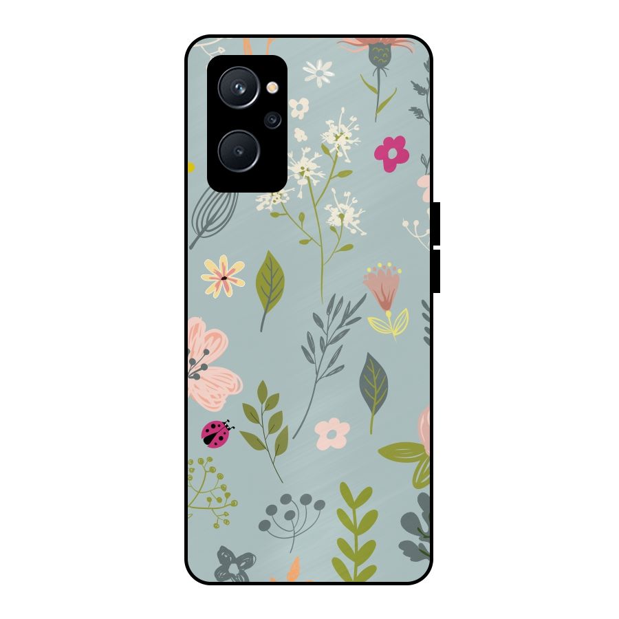 Flawless Flowers Metal Back Case for Realme 9i 5G
