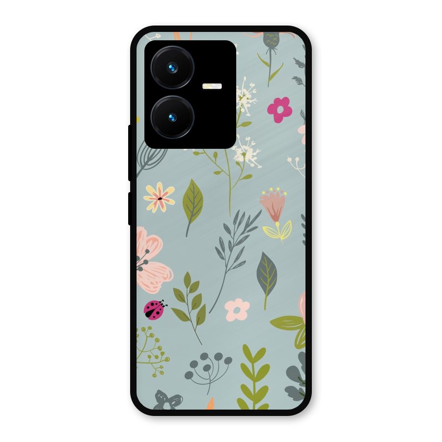 Flawless Flowers Metal Back Case for Vivo Y22
