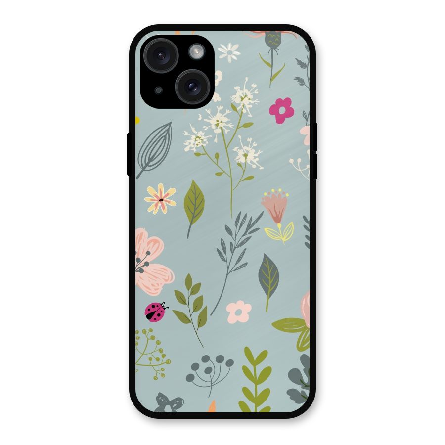 Flawless Flowers Metal Back Case for iPhone 15 Plus