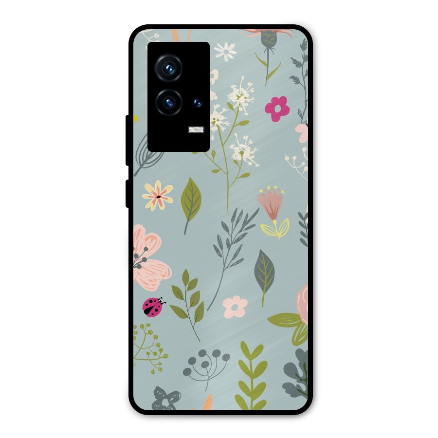 Flawless Flowers Metal Back Case for iQOO 9 5G