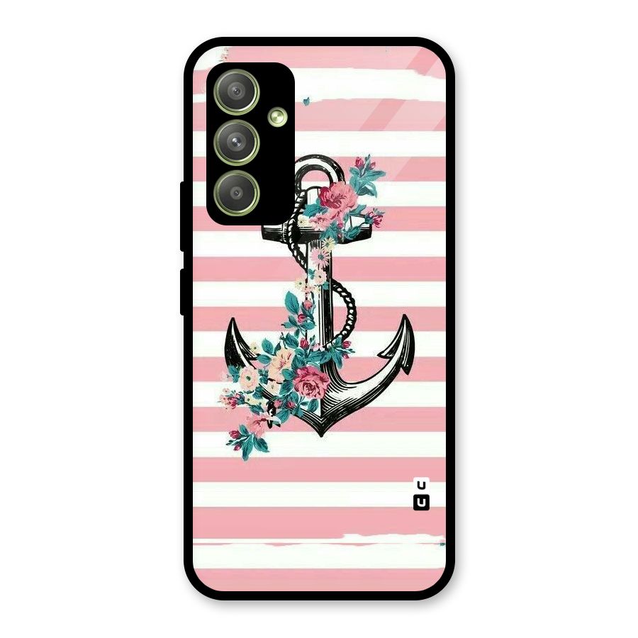 Floral Anchor Glass Back Case for Galaxy A54