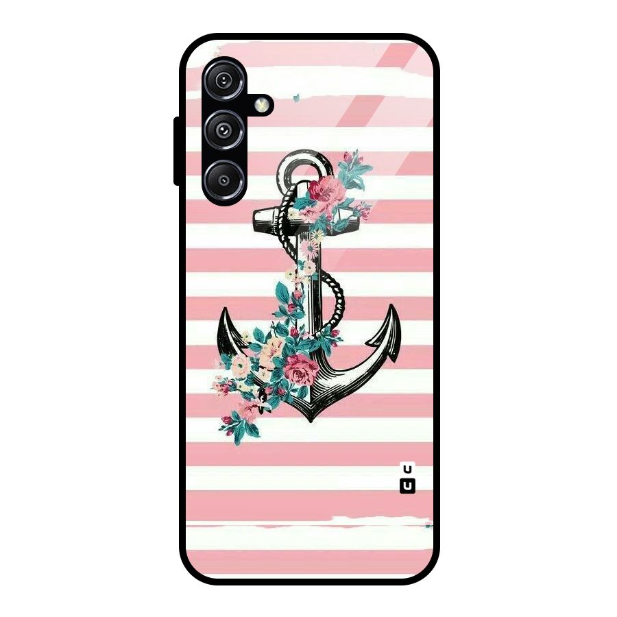 Floral Anchor Glass Back Case for Galaxy M34 5G