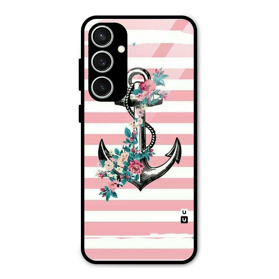 Floral Anchor Glass Back Case for Galaxy S23 FE