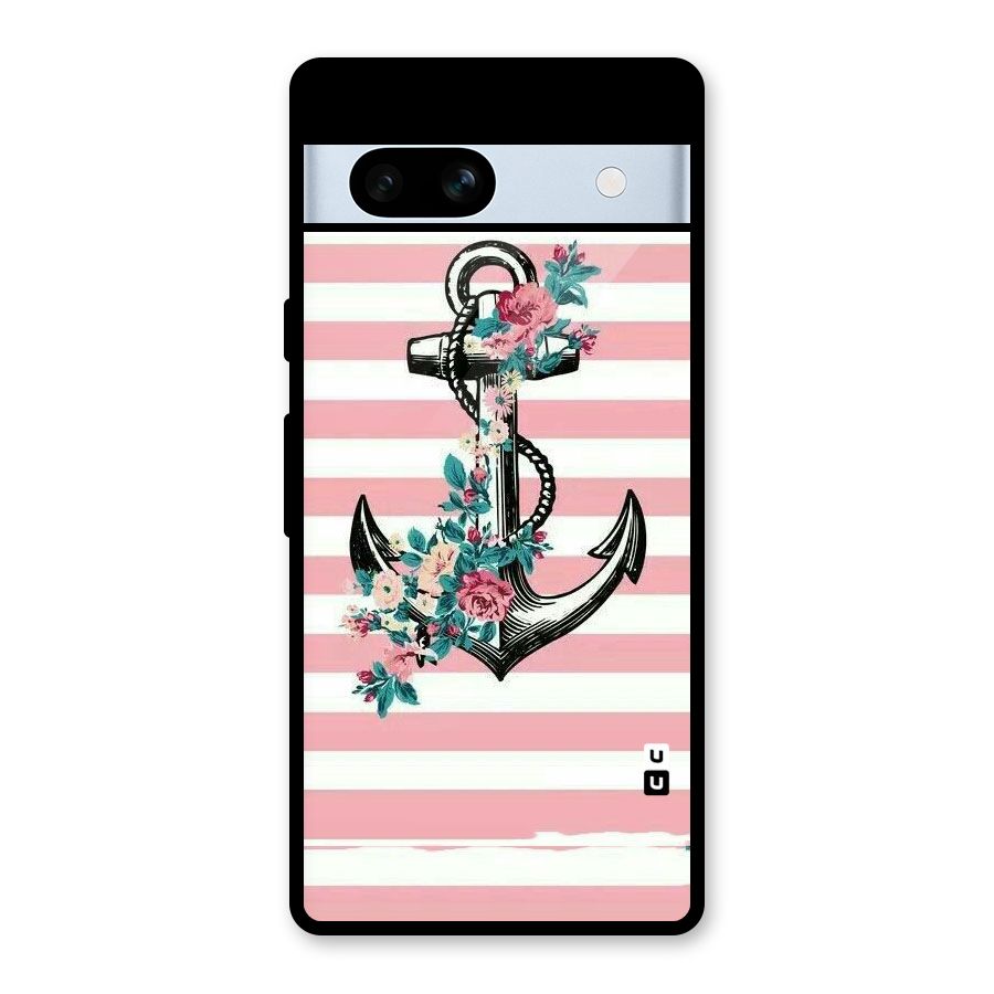 Floral Anchor Glass Back Case for Google Pixel 7a