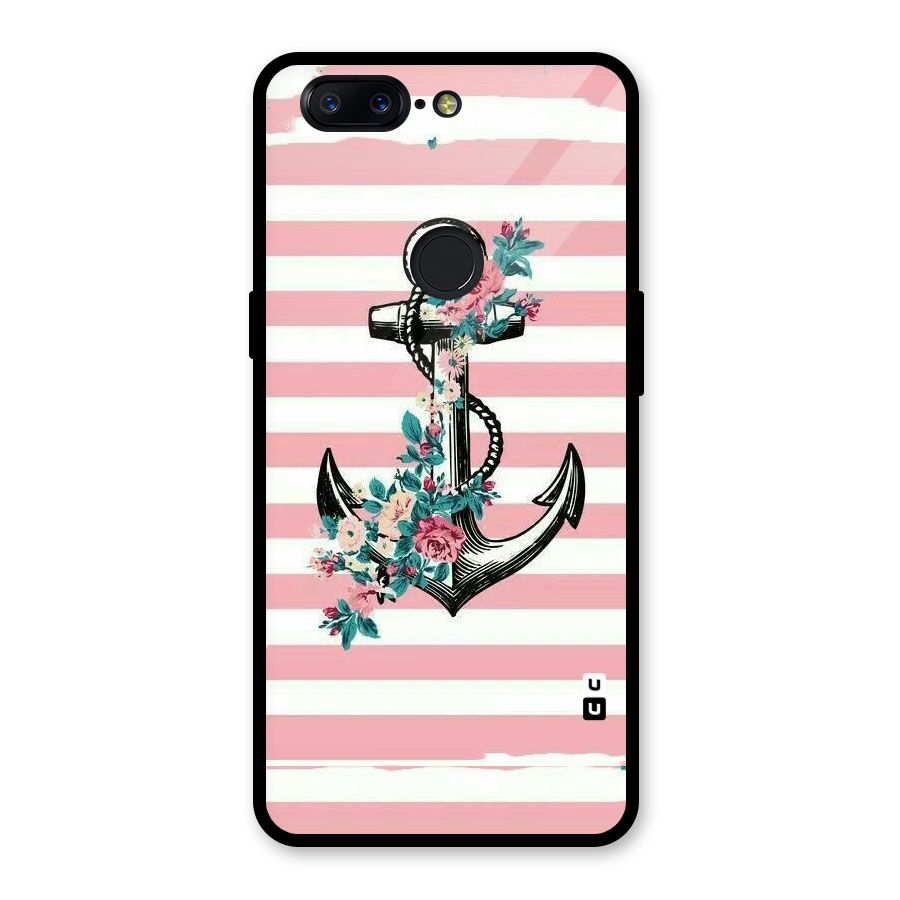 Floral Anchor Glass Back Case for OnePlus 5T