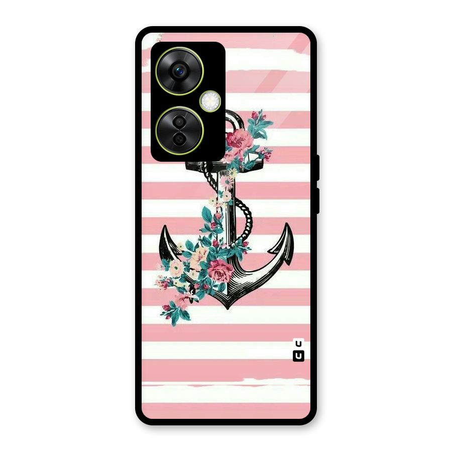 Floral Anchor Glass Back Case for OnePlus Nord CE 3 Lite