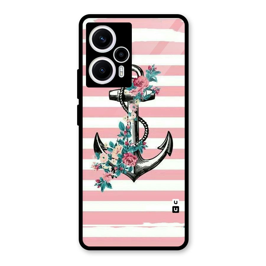 Floral Anchor Glass Back Case for Poco F5